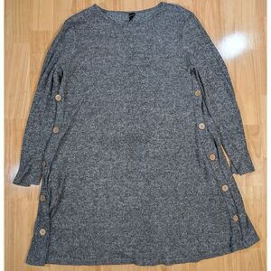 Emery Rose Sweater Dress – Gray Button-Side Knit – Women's XL